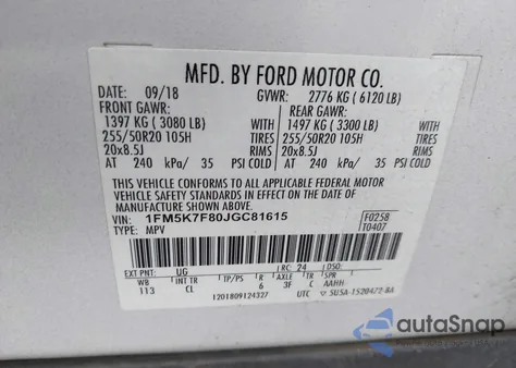 2018 Ford Explorer Limited из США, поврежденный, VIN 1FM5K7F80JGC81615